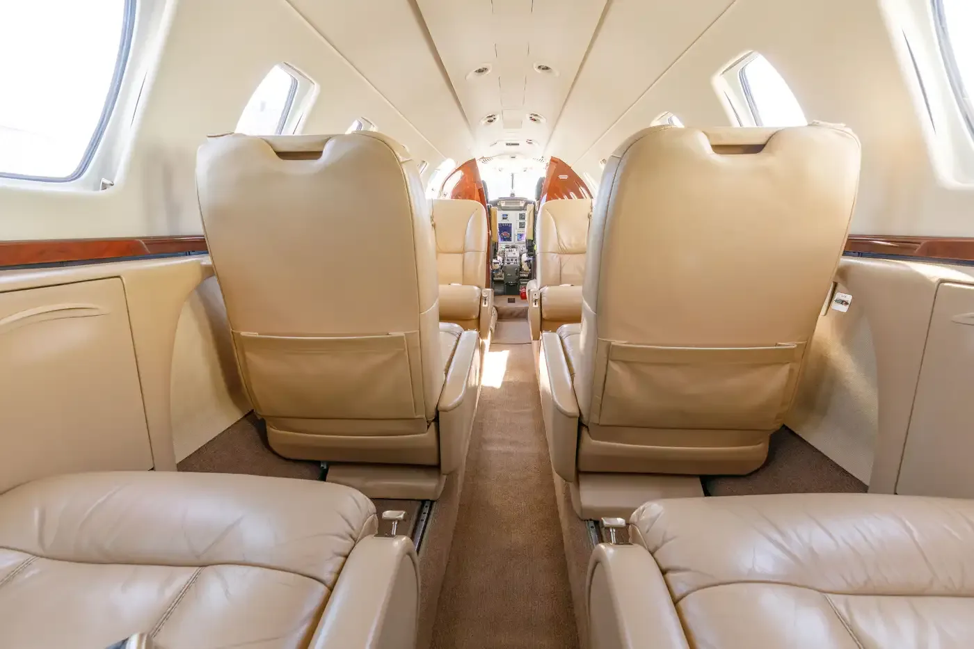 Cabin interior of a Cessna Citation CJ3.
