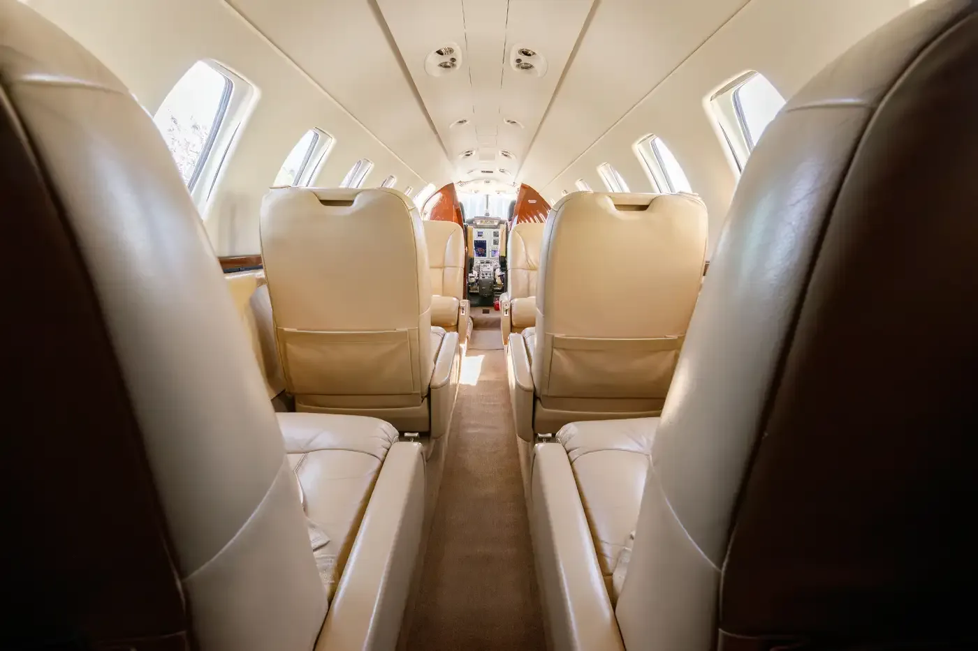 Cabin interior of a Cessna Citation CJ3.