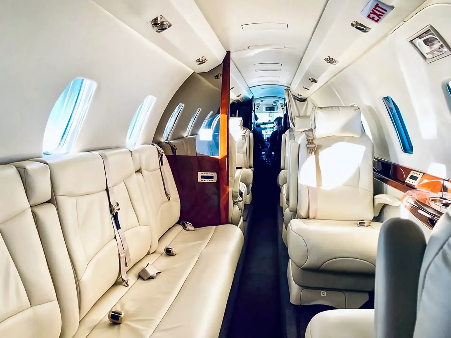 Cabin interior of a Cessna Citation X.