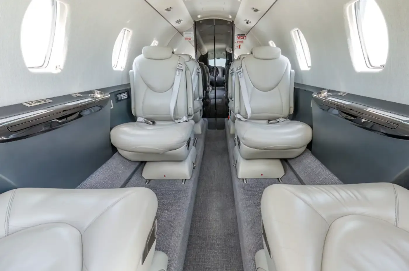 Cabin interior of a Cessna Citation XLS+.