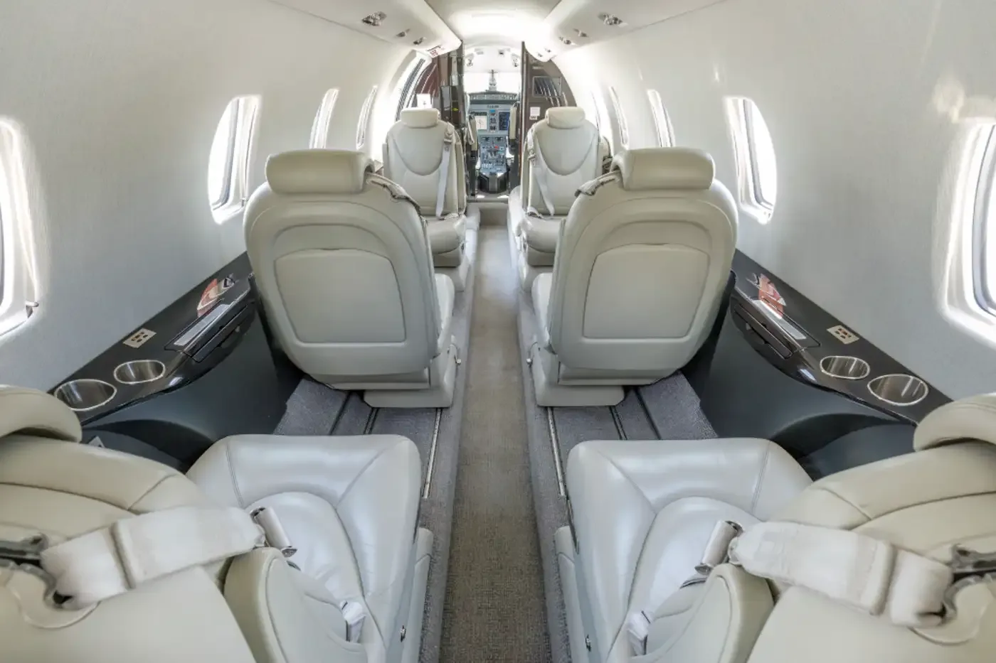 Cabin interior of a Cessna Citation XLS+.