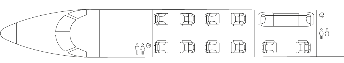 Specification or layout diagram for a Embraer Legacy 600.