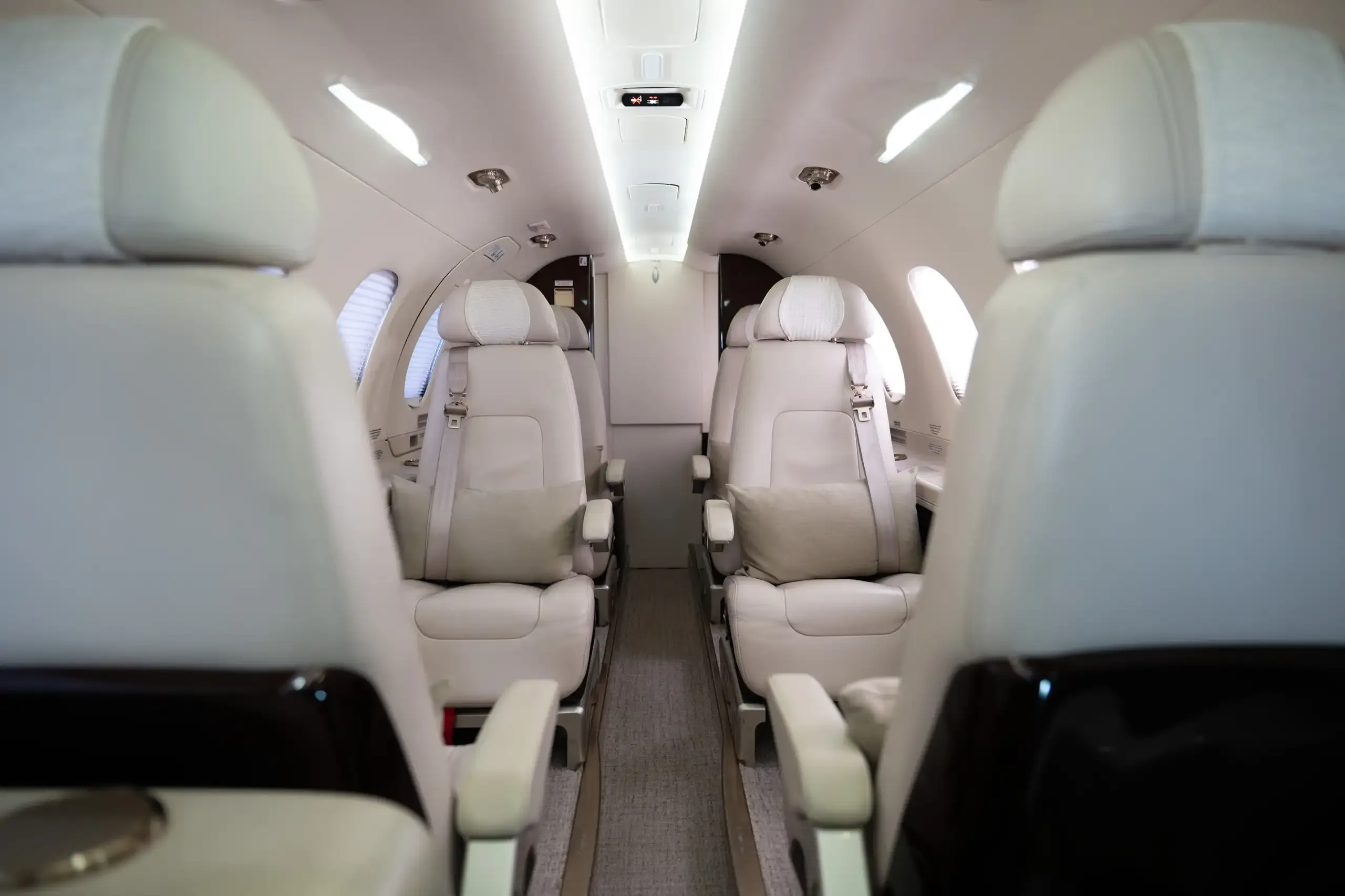 Cabin interior of a Embraer Phenom 300.