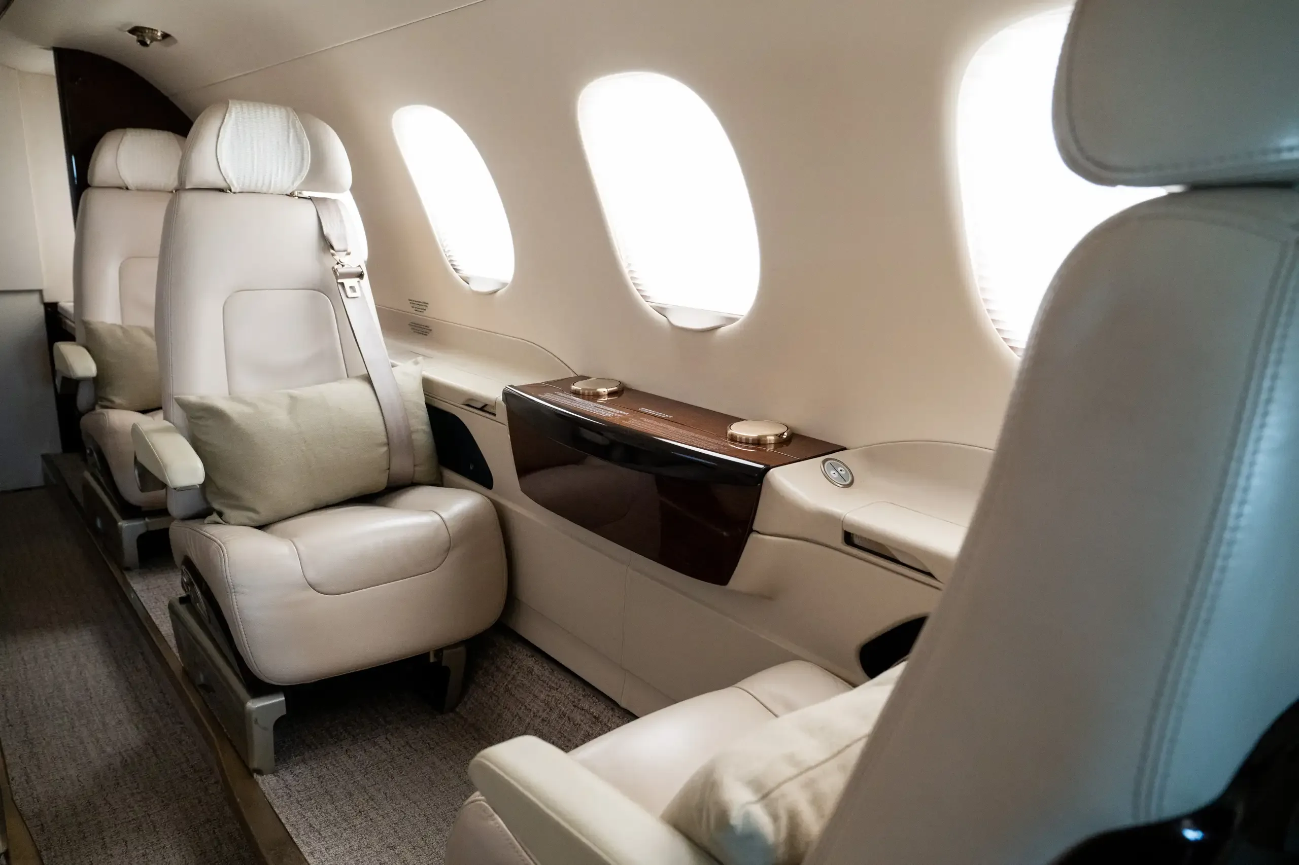 Cabin interior of a Embraer Phenom 300.