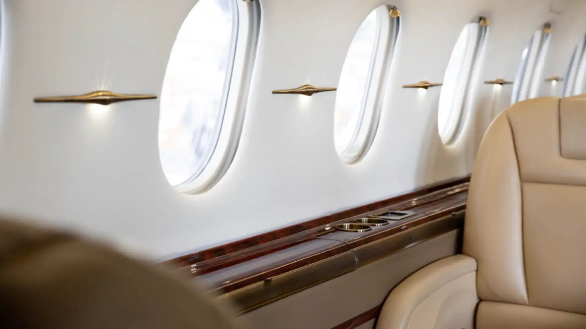 Cabin interior of a Hawker 4000.