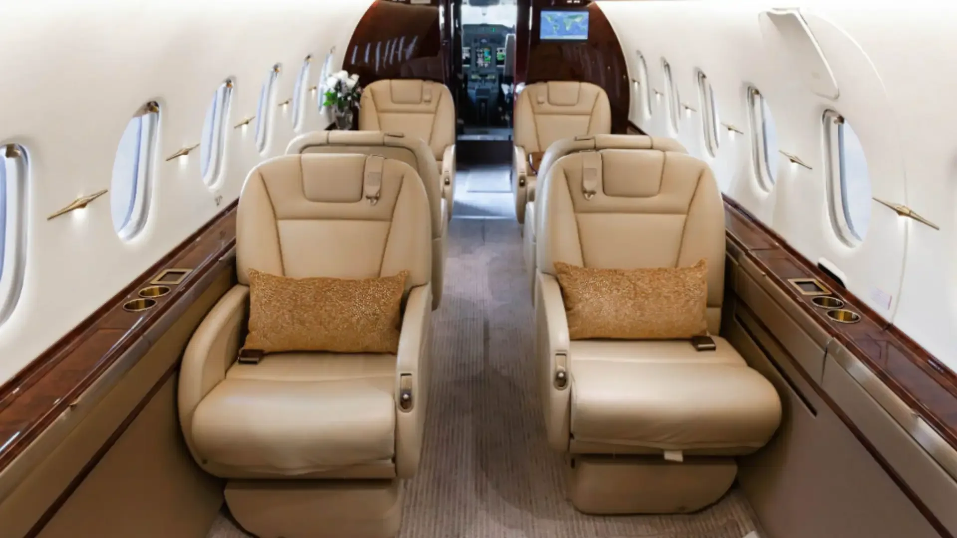 Cabin interior of a Hawker 4000.