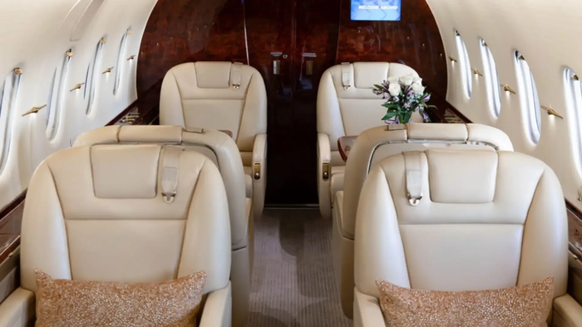 Cabin interior of a Hawker 4000.
