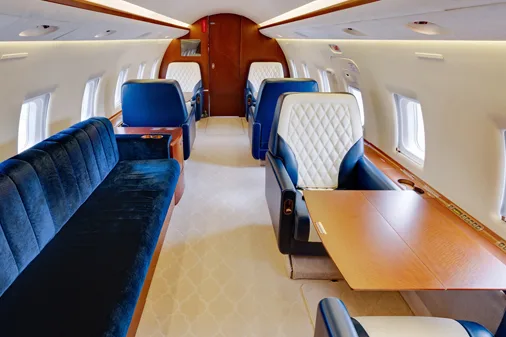 Cabin interior of a 2005 Bombardier challenger 604.