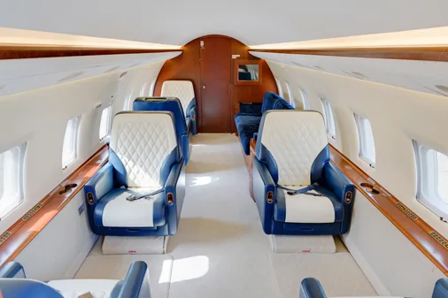 Cabin interior of a 2005 Bombardier challenger 604.