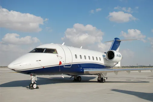 Exterior view of a 2005 Bombardier challenger 604.