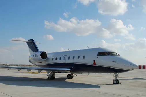 Exterior view of a 2005 Bombardier challenger 604.