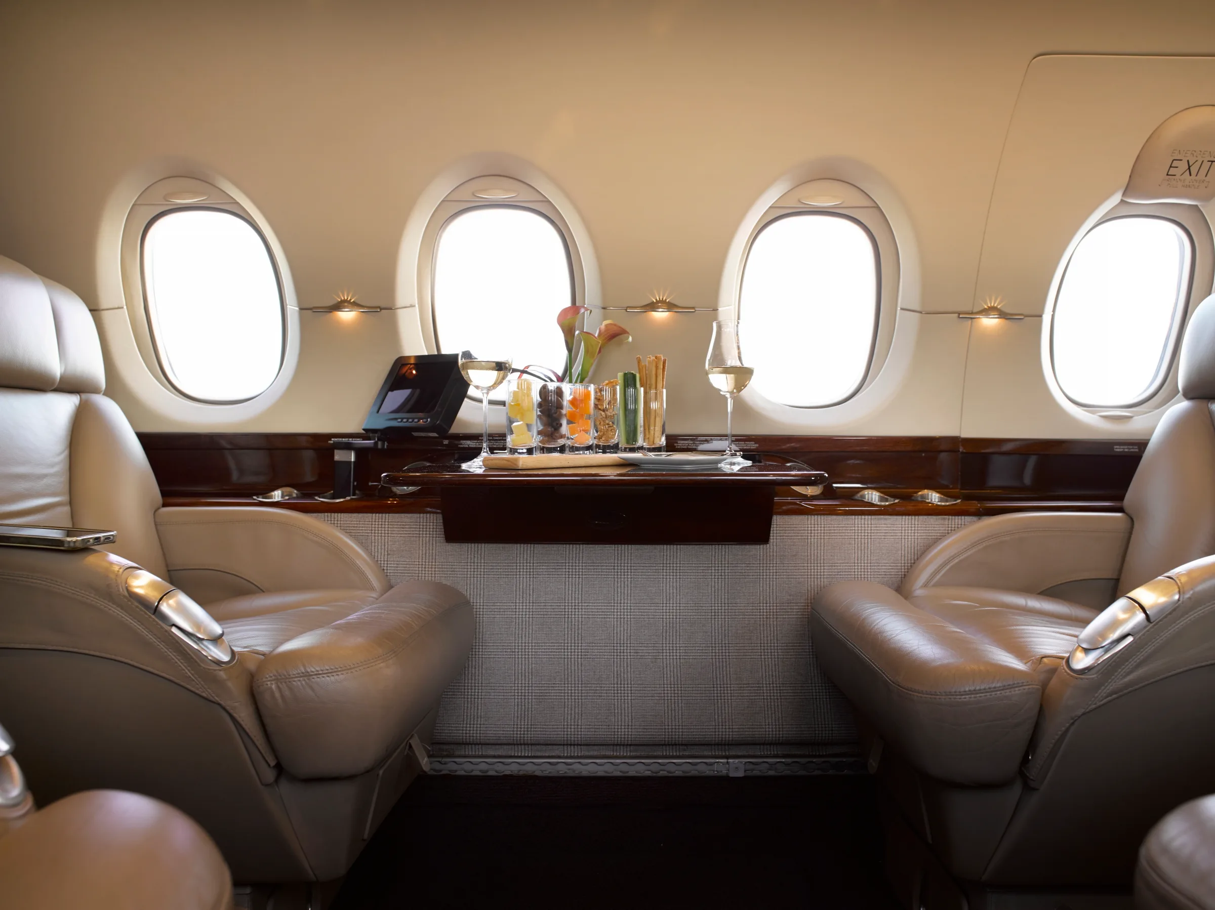 Cabin interior of a 2005 Hawker 800xp.