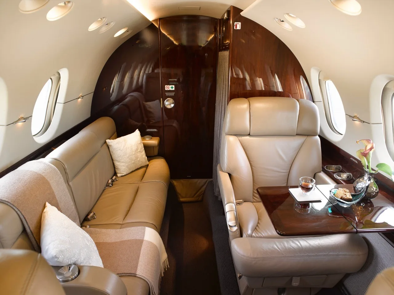 Cabin interior of a 2005 Hawker 800xp.