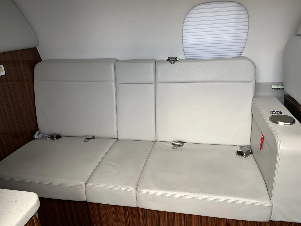 Cabin interior of a 2015 Embraer phenom 300.
