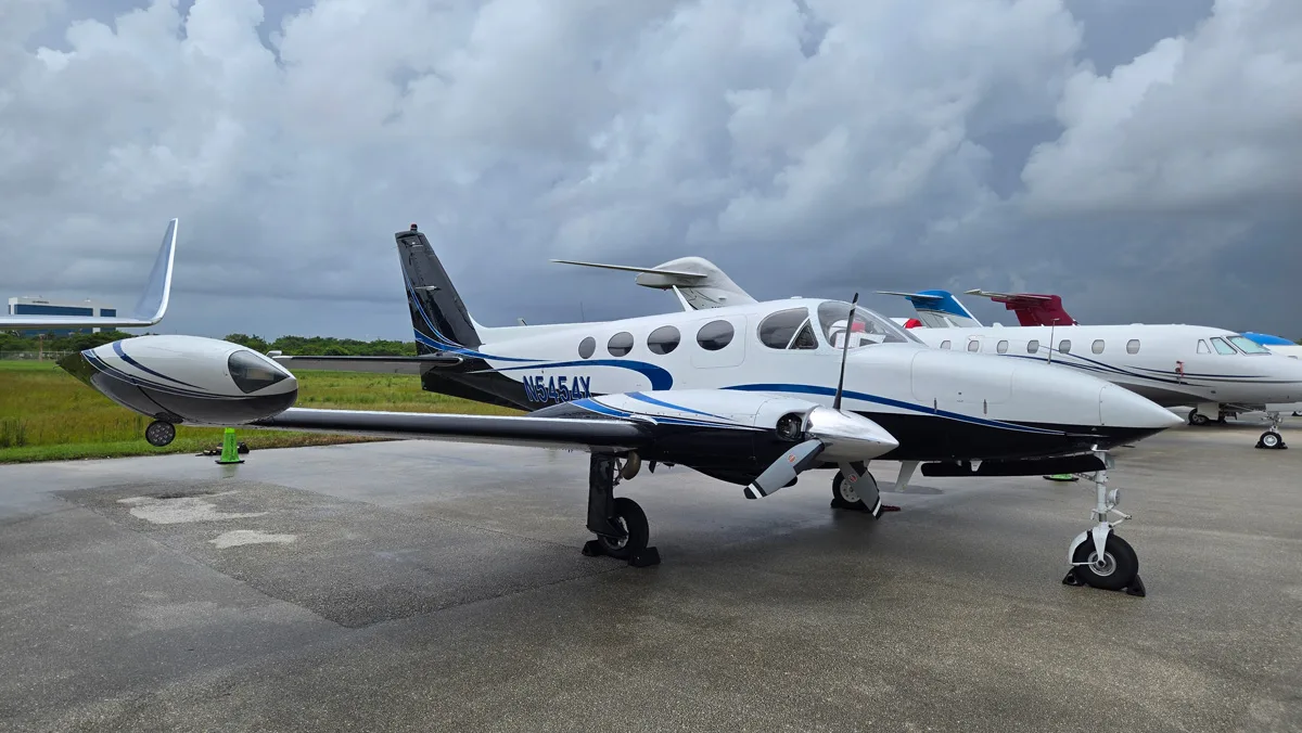 Exterior view of a Cessna 340a.
