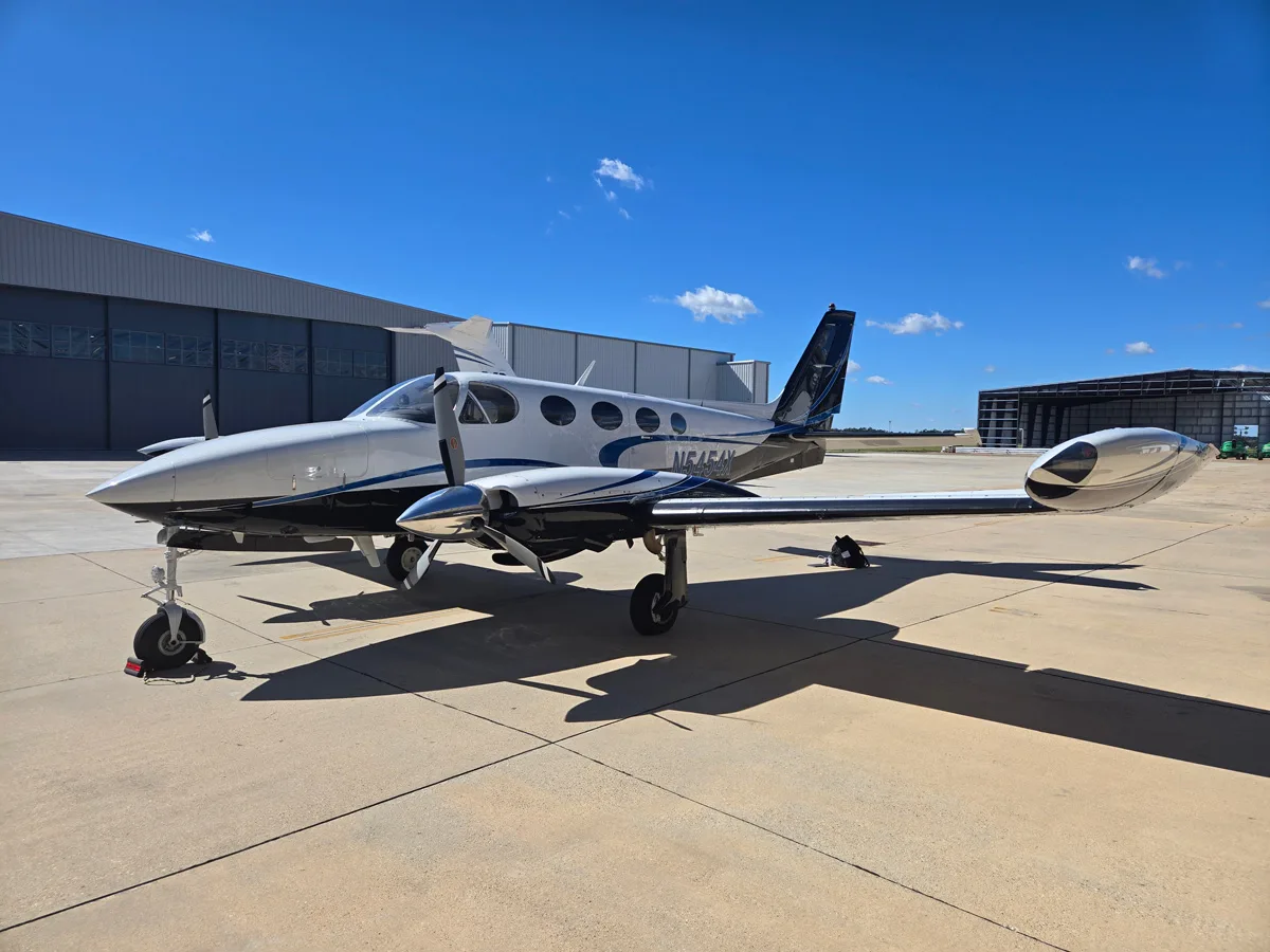 Exterior view of a Cessna 340a.