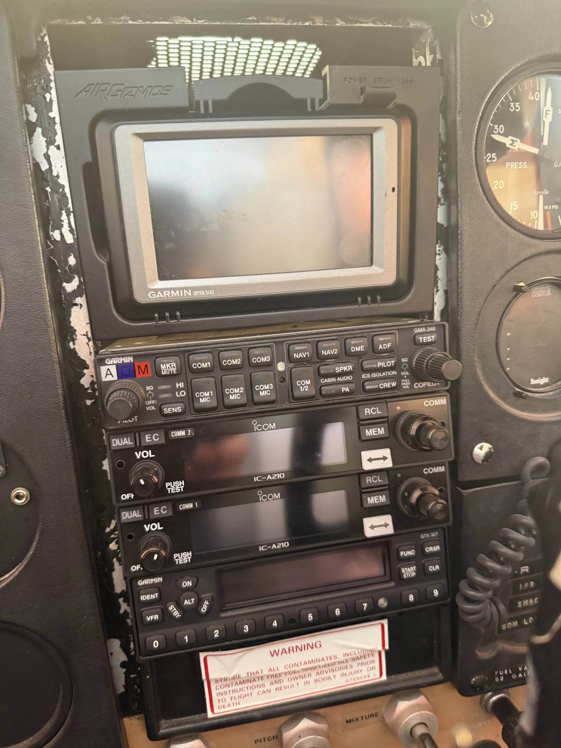 Avionics suite of a 1968 Cessna A185E.