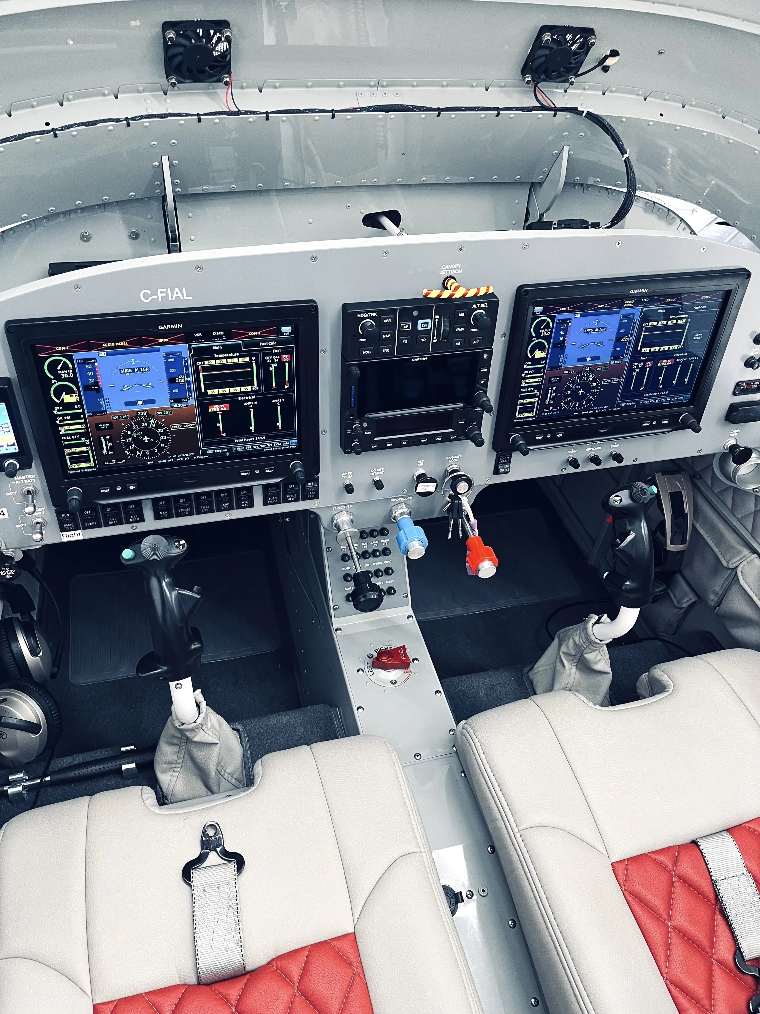 Cockpit and instrument panel of a 2021 Van's RV14.