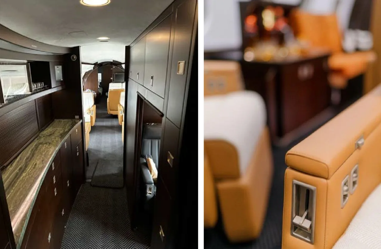 Cabin interior of a 2007 Bombardier Global Express XRS.