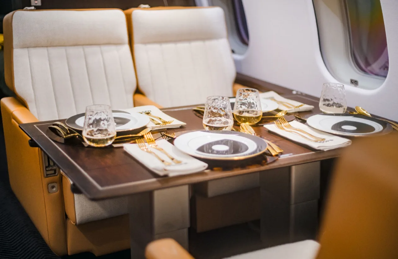 Cabin interior of a 2007 Bombardier Global Express XRS.