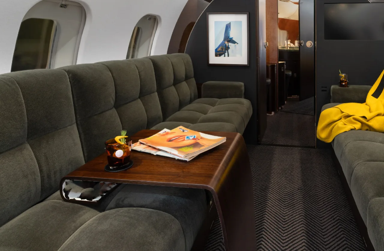Cabin interior of a 2007 Bombardier Global Express XRS.