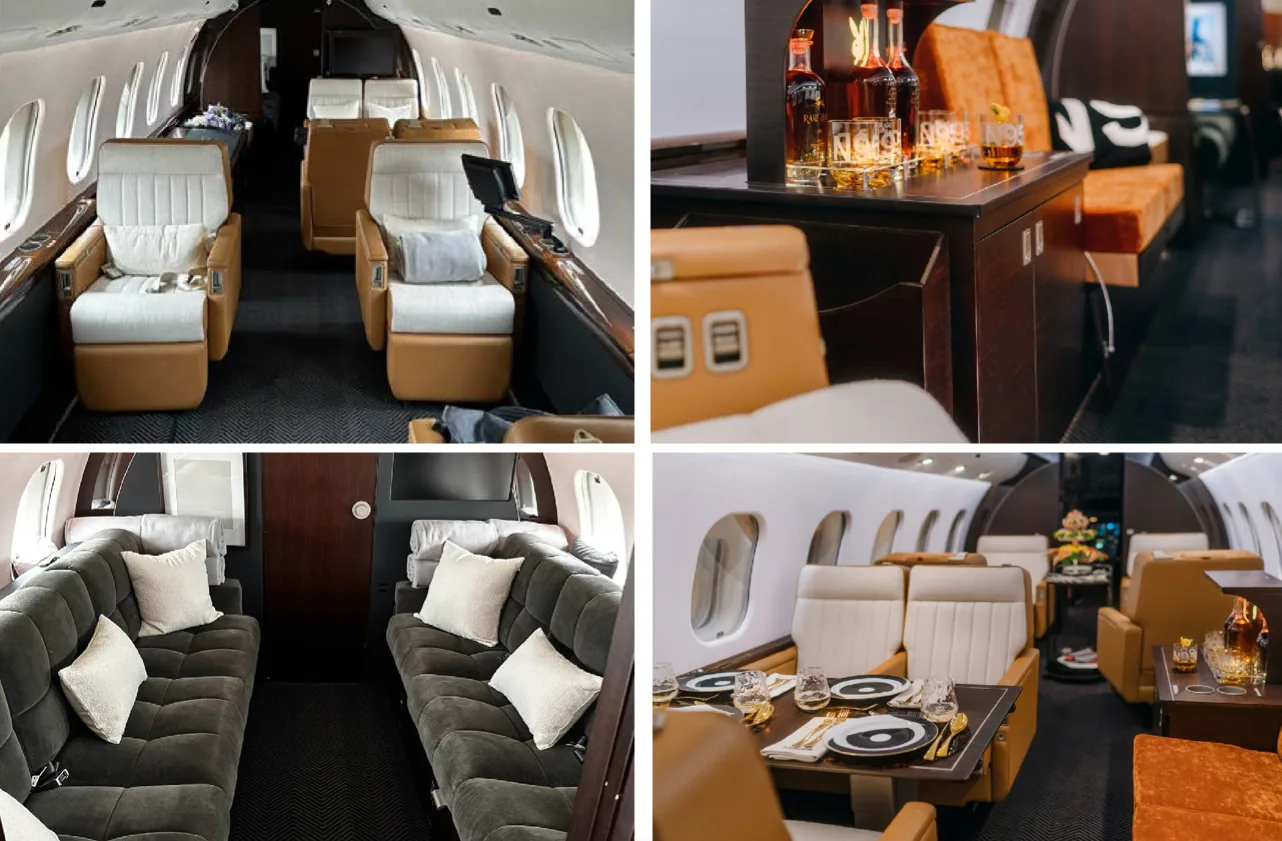 Cabin interior of a 2007 Bombardier Global Express XRS.