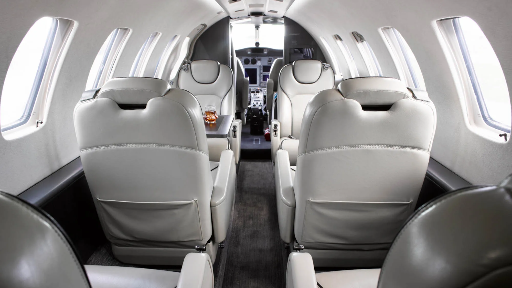 Cabin interior of a 2002 Cessna Citation CJ2.