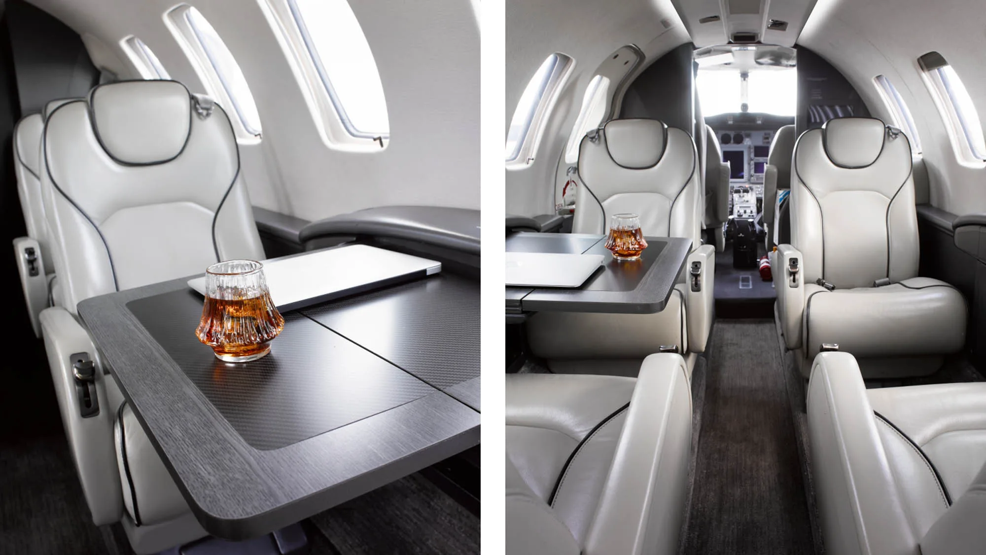 Cabin interior of a 2002 Cessna Citation CJ2.