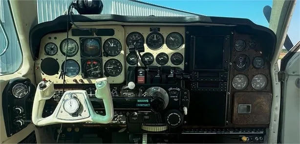 Cockpit and instrument panel of a 1978 Beechcraft b55 baron.