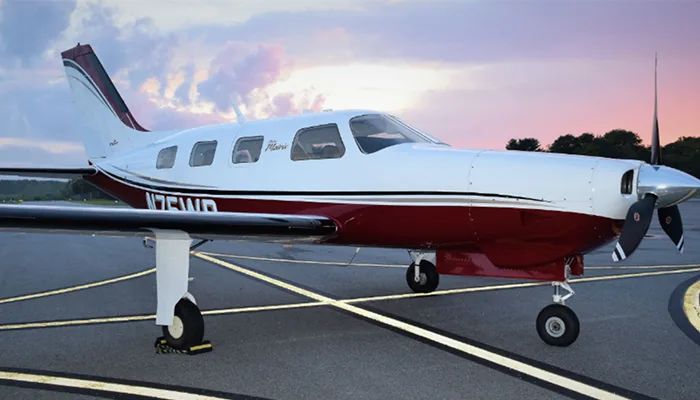 Exterior view of a 2010 Piper malibu matrix, N75WB.