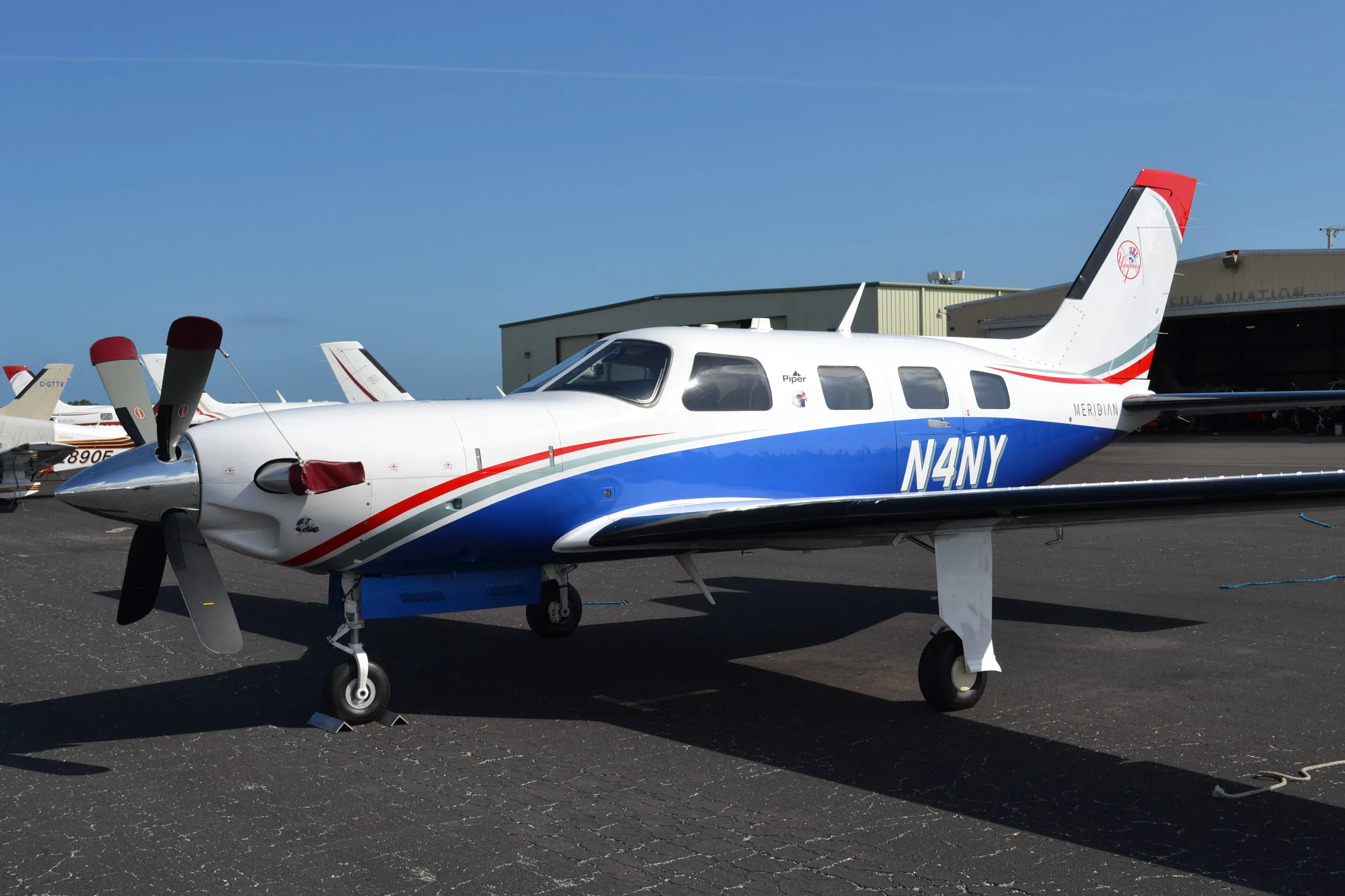 Exterior view of a Piper meridian pa46 500tp 3, N4NY.