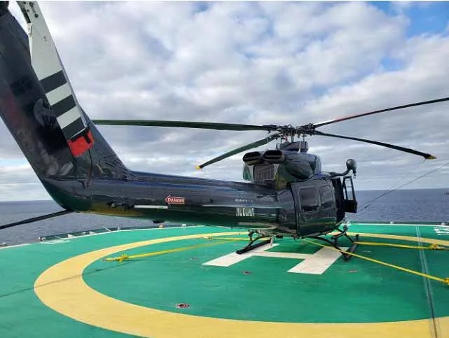 Exterior view of a 1990 Bell 412SP.