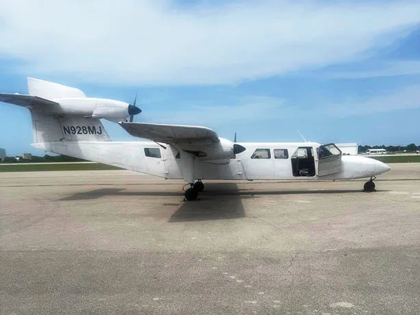 Exterior view of a 1976 Britten Norman BN-2A Trislander, N928MJ.