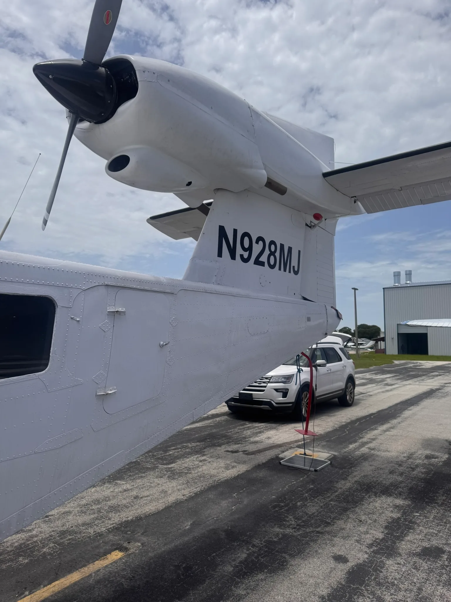 Exterior view of a 1976 Britten Norman BN-2A Trislander, N928MJ.