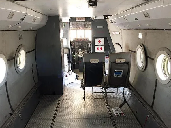Cabin interior of a 1984 CASA 212-200.