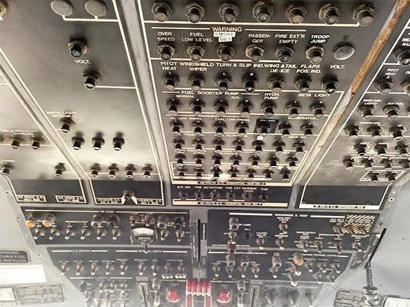 Cockpit and instrument panel of a 1984 CASA 212-200.