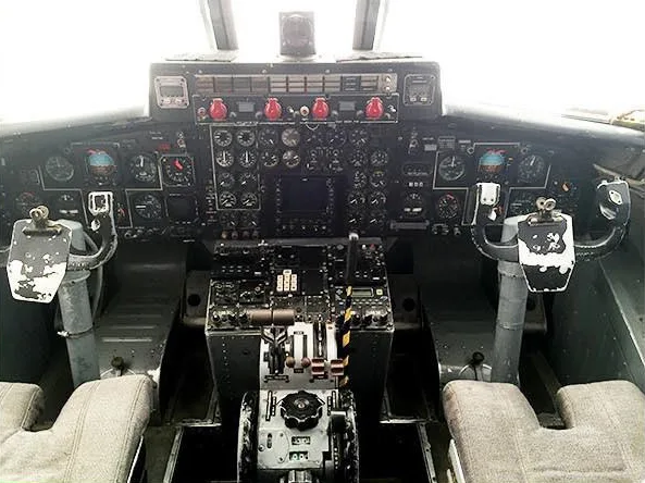 Cockpit and instrument panel of a 1984 CASA 212-200.