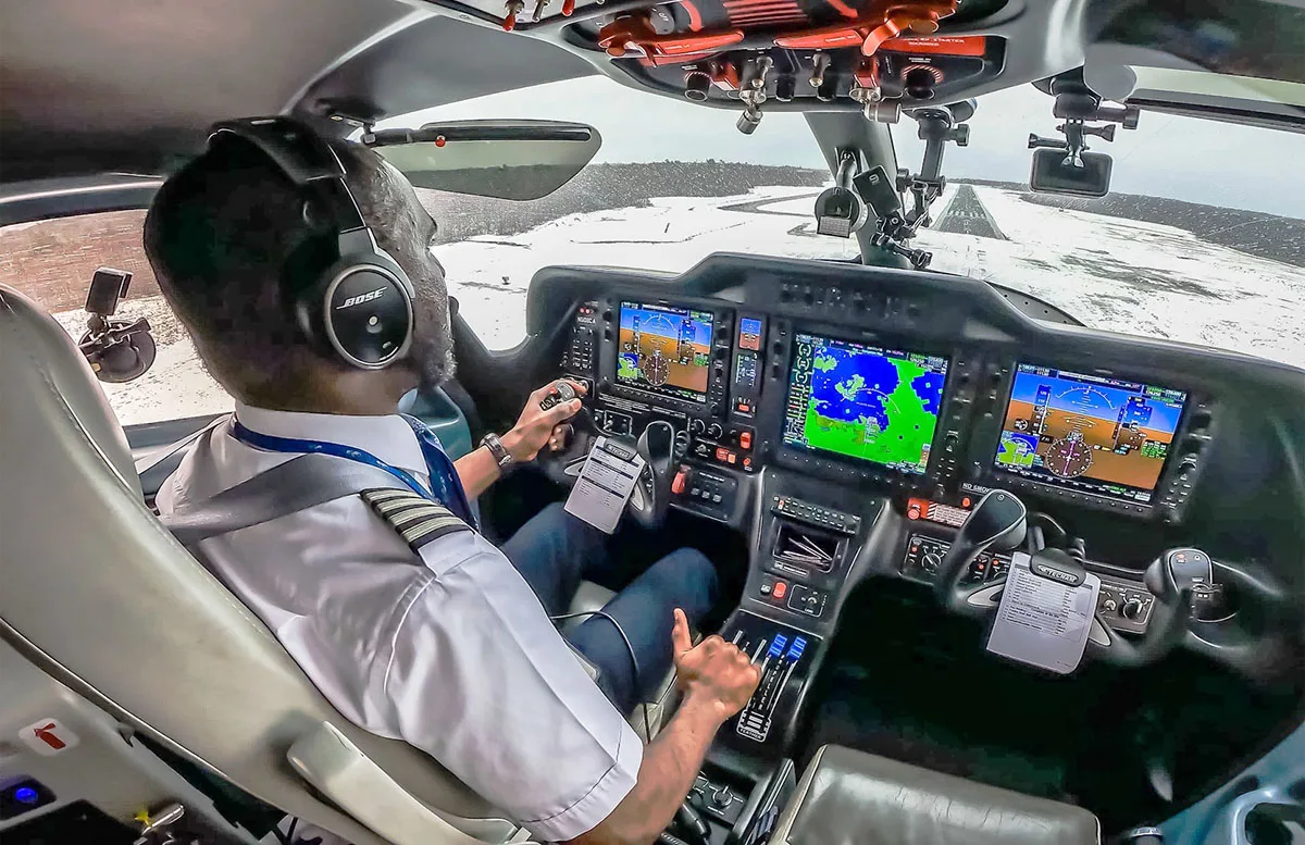 Cockpit and instrument panel of a 2019 Tecnam P-2012 Traveller.