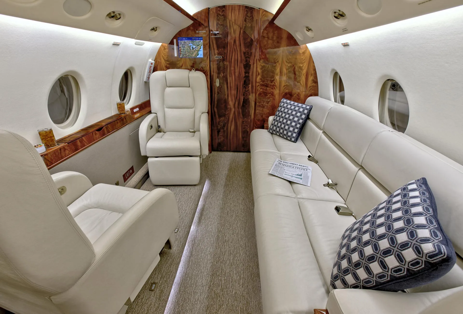 Cabin interior of a 2001 Gulfstream G200.