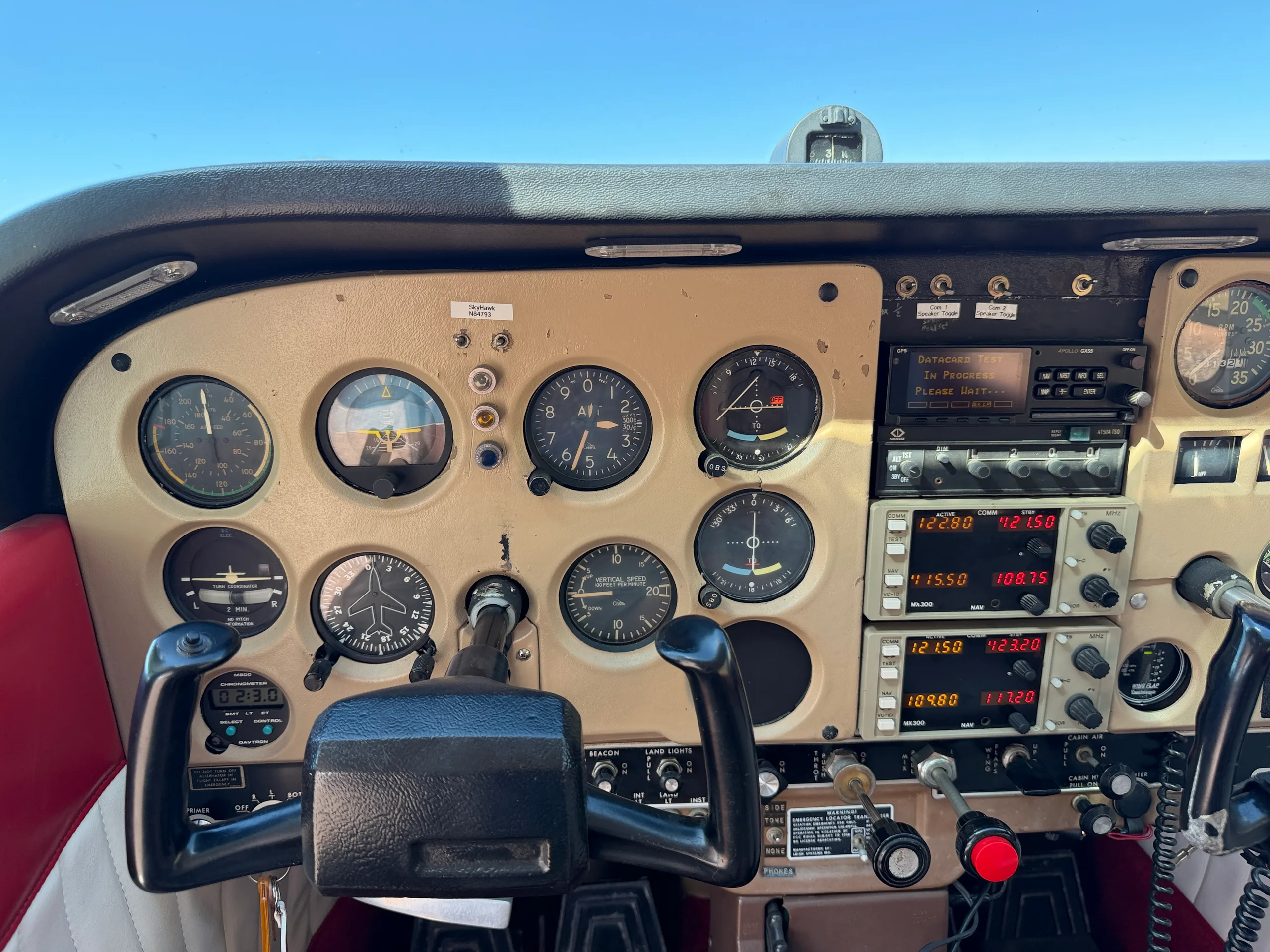Cockpit and instrument panel of a 1969 Cessna 172K - $99,000 - N84793 (Here at Placerville).