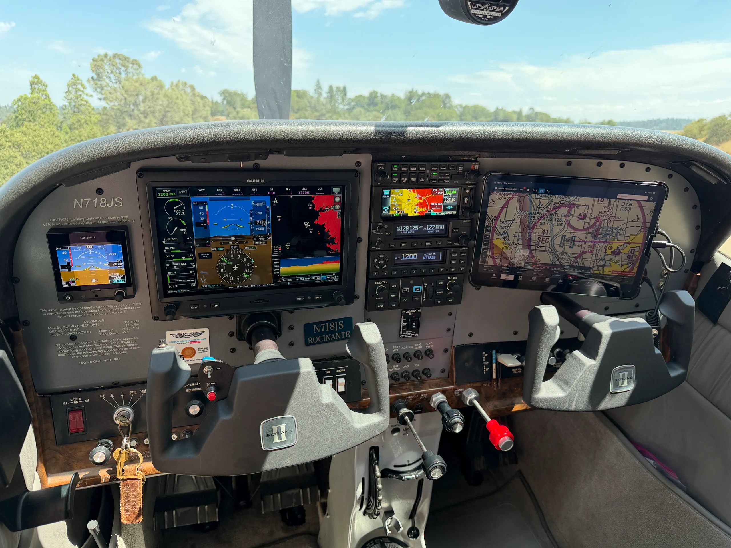 Cockpit and instrument panel of a 1977 Cessna 182Q Skylane with 550 Engine - $299,000 - N718JS (Here at Placerville).