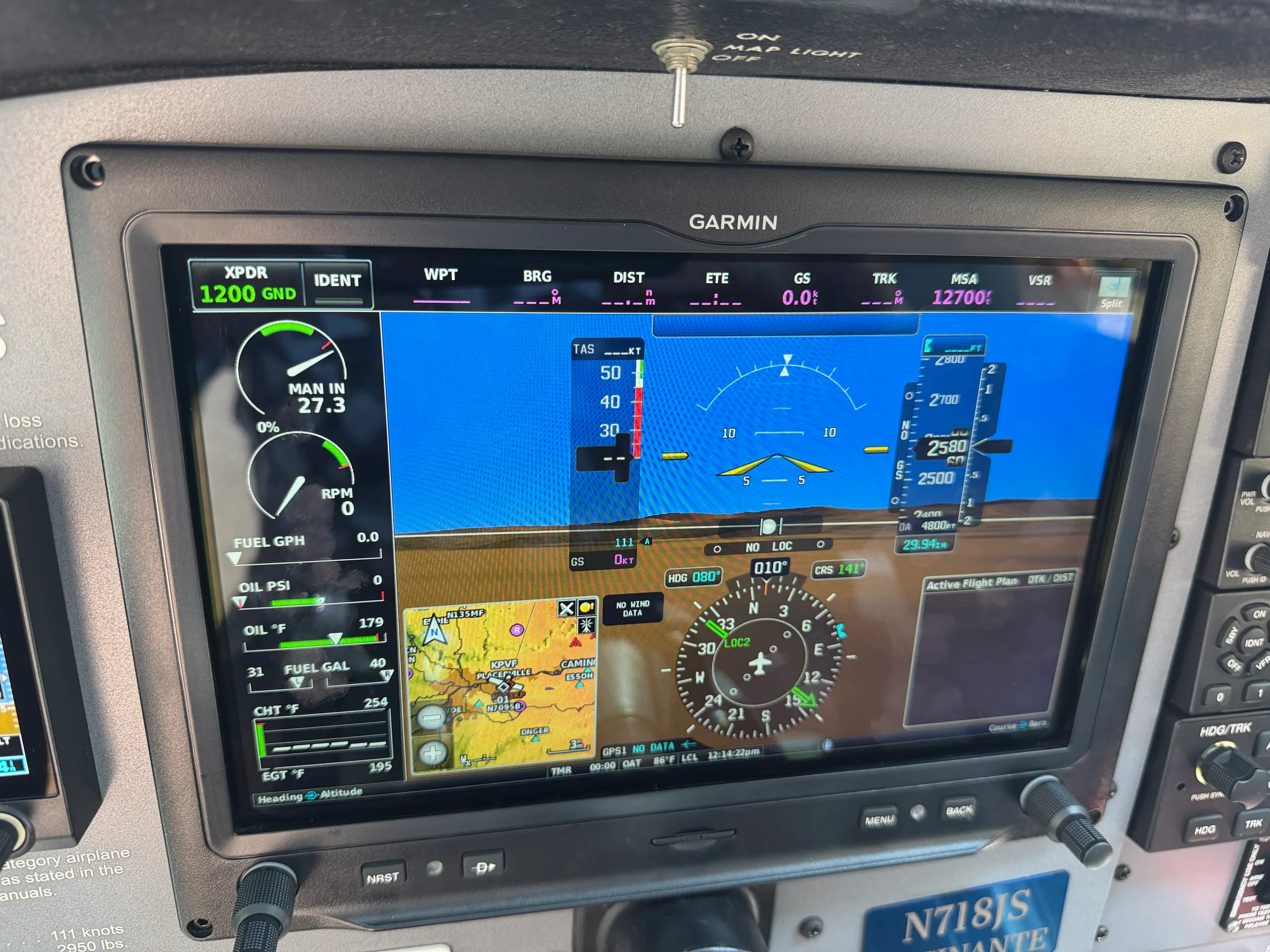 Avionics suite of a 1977 Cessna 182Q Skylane with 550 Engine - $299,000 - N718JS (Here at Placerville).