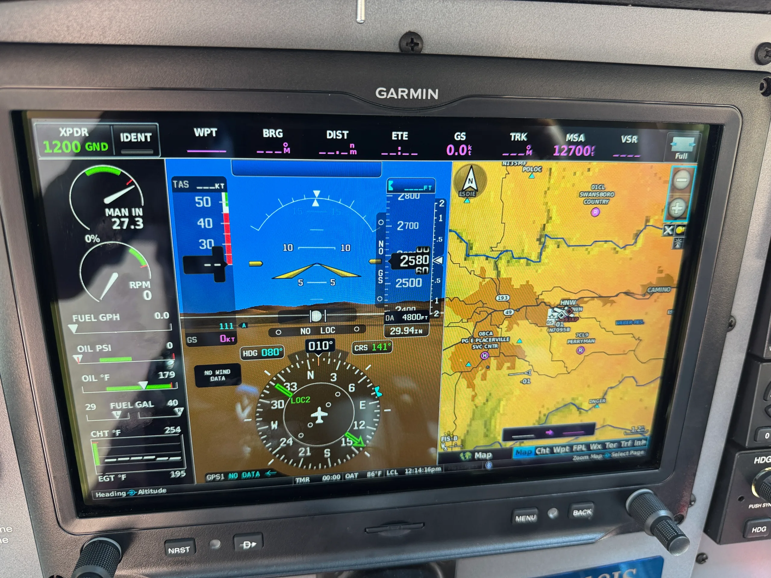Avionics suite of a 1977 Cessna 182Q Skylane with 550 Engine - $299,000 - N718JS (Here at Placerville).