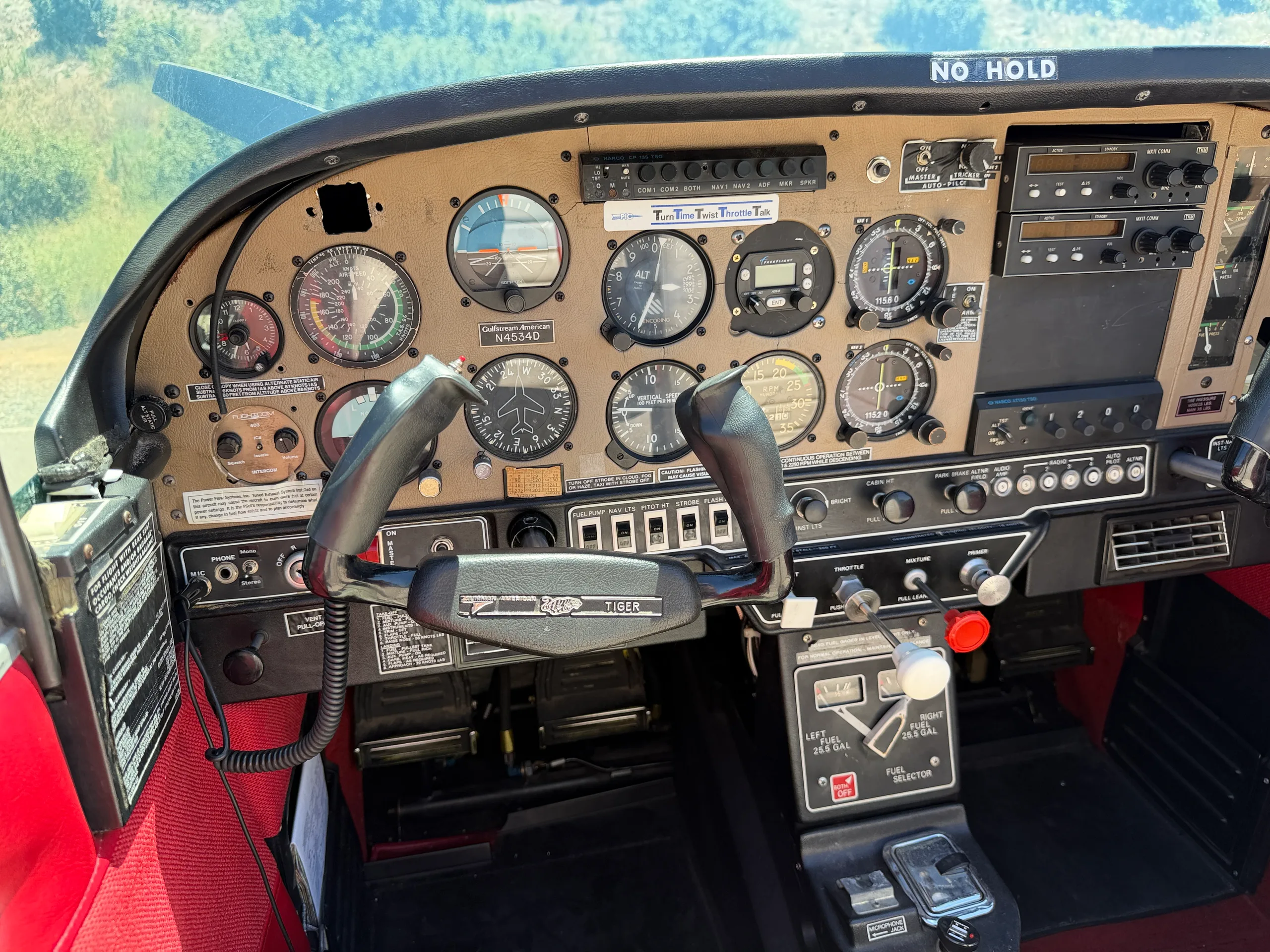 Cockpit and instrument panel of a 1979 Grumman American Tiger AA5B - $119,500 - N4534D (Here at Placerville).
