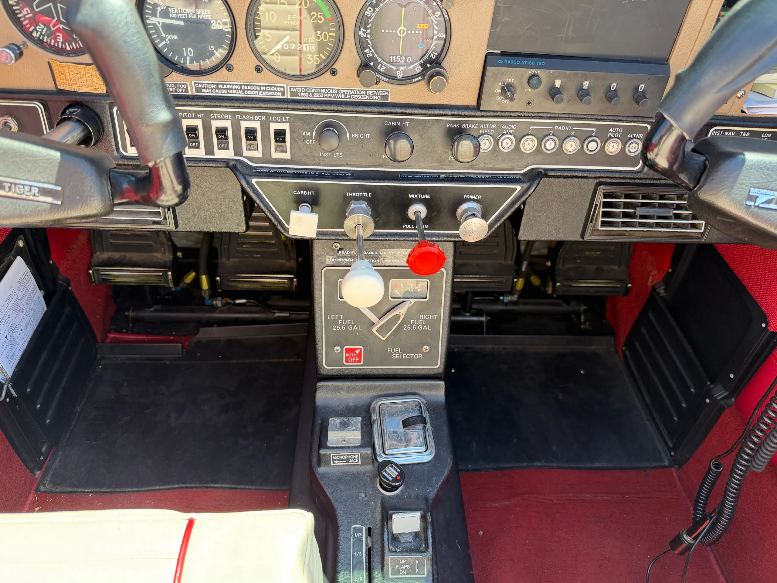 Cockpit and instrument panel of a 1979 Grumman American Tiger AA5B - $119,500 - N4534D (Here at Placerville).