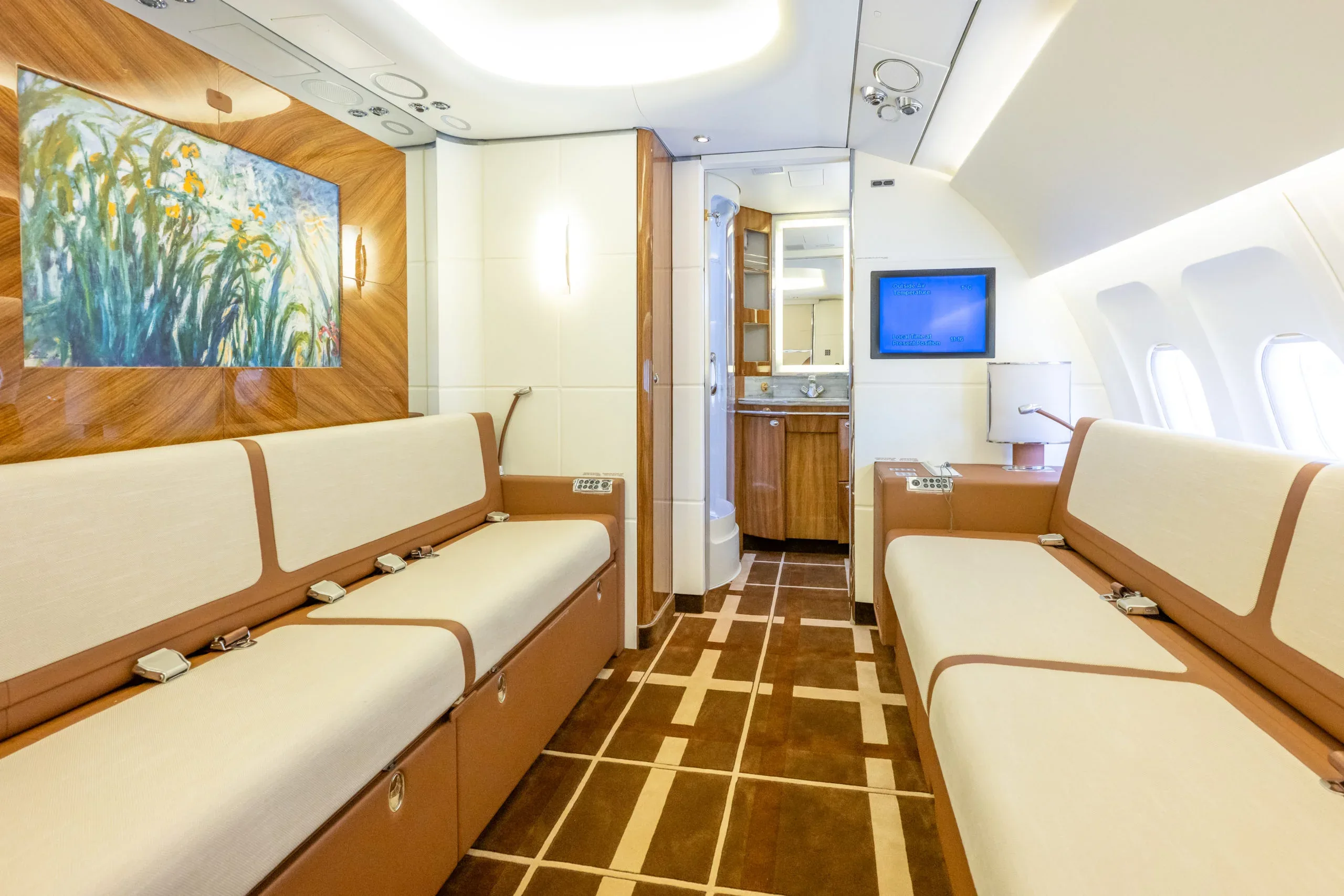 Cabin interior of a 2002 Airbus 319 –.