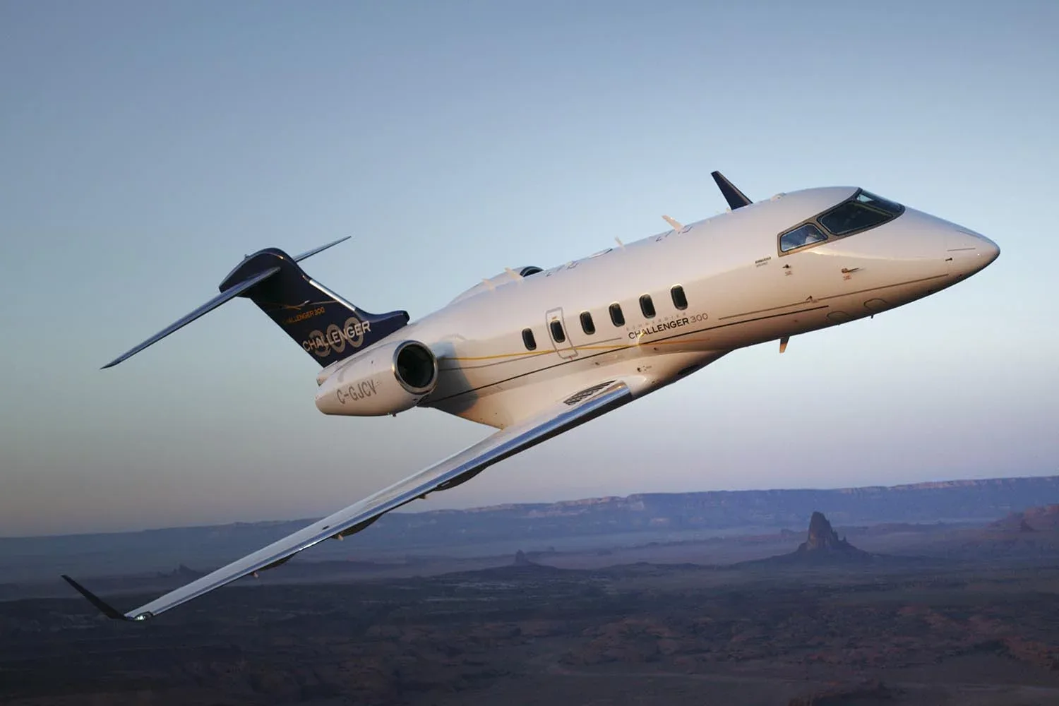 Marketing image of a Bombardier Challenger 300 – OE-***.