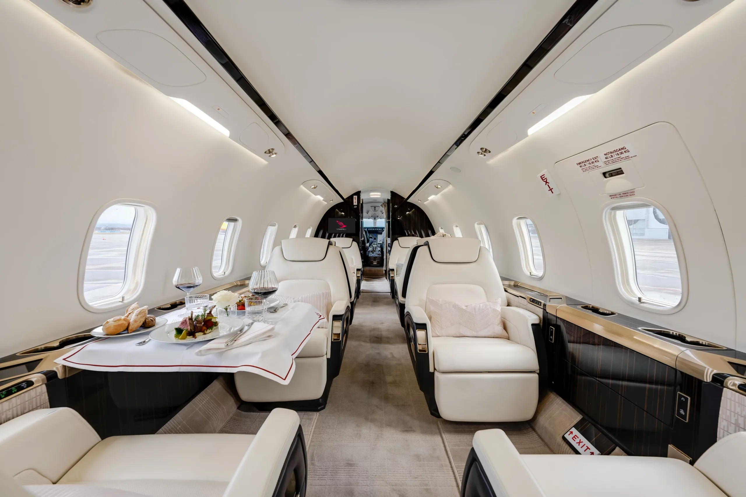 Cabin interior of a Bombardier Challenger 350 –.