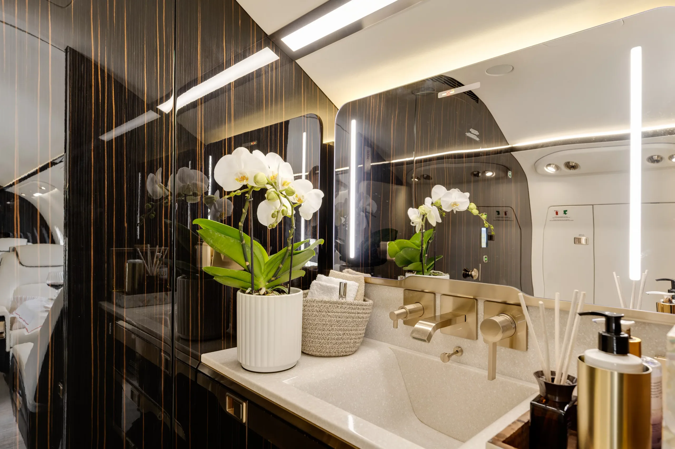 Cabin interior of a Bombardier Challenger 350 –.