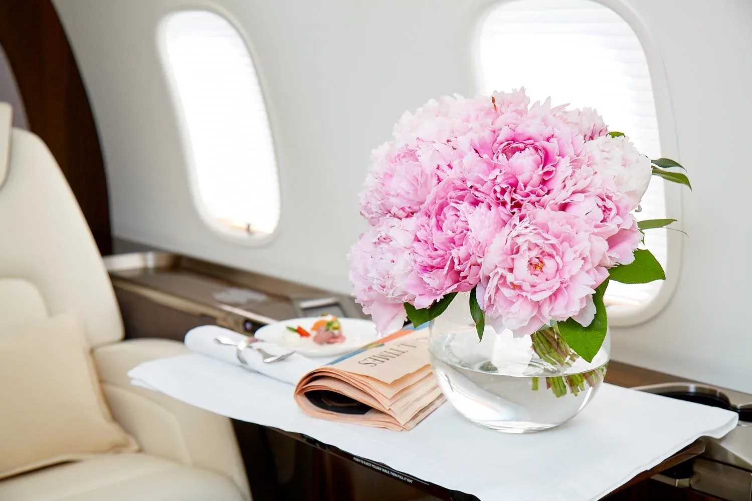 Cabin interior of a Bombardier Challenger 350 –.